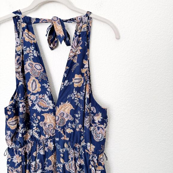 [Anthropologie] Ett Twa Blue Paisley Floral Print Wide Leg Jumpsuit Sz Medium M - Picture 10 of 13